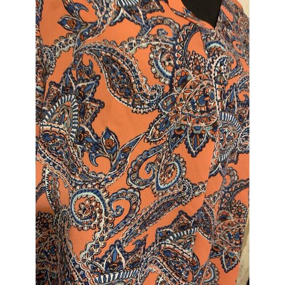 JONES NEW YORK Size Small Petite Blouse Orange Paisley Print NWT $70 - Picture 4 of 12